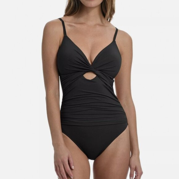 La Blanca Other - La Blanca Twist-Front Keyhole One-Piece Swimsuit Black NWT